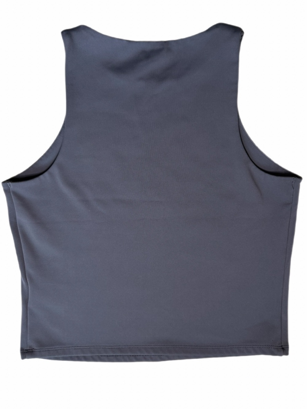 Express Body Contour Beautiful Blue Sleeveless Crop Tank - Minimal Crew Neck - Picture 2 of 4